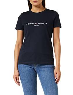 Tommy Hilfiger Damen T-Shirt Kurzarm Heritage Rundhalsausschnitt, Blau (Desert Sky), S von Tommy Hilfiger