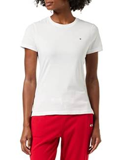 Tommy Hilfiger Damen T-Shirt Kurzarm Heritage Rundhalsausschnitt, Weiß (Classic White), XS von Tommy Hilfiger