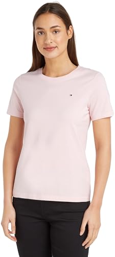 Tommy Hilfiger Damen T-Shirt Kurzarm Modern Regular Rundhalsausschnitt, Rosa (Whimsy Pink), XL von Tommy Hilfiger