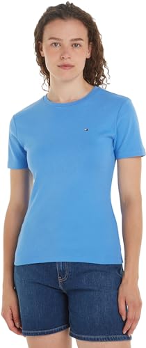 Tommy Hilfiger Damen T-Shirt Kurzarm New Slim Cody Rundhalsausschnitt, Blau (Blue Spell), L von Tommy Hilfiger