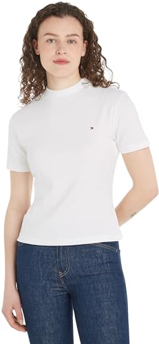 Tommy Hilfiger Damen T-Shirt Kurzarm New Slim Cody Rundhalsausschnitt, Weiß (Ecru), XS von Tommy Hilfiger
