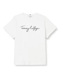 Tommy Hilfiger Damen T-Shirt Kurzarm Rundhalsausschnitt, Weiß (Th Optic White), 50 von Tommy Hilfiger