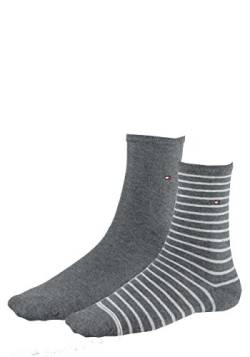 Tommy Hilfiger Damen TH Women SMALL Stripe 2P Socken, Grau (Middle Grey Melange 758), 35/38 (2er Pack) von Tommy Hilfiger