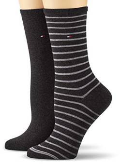 Tommy Hilfiger Damen TH Women SMALL Stripe 2P Socken, Schwarz (Black 200), 35/38 (2er Pack) von Tommy Hilfiger