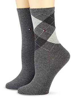 Tommy Hilfiger Damen Th Vrouwen Check 2p Socken, Grau (Middle Grey Melange 758), 39-42 EU von Tommy Hilfiger