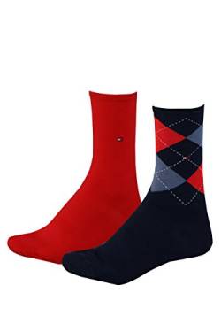 Tommy Hilfiger Damen Th Vrouwen Check 2p Socken, Mehrfarbig (Midnight Blue 563/Rot), 39-42 EU von Tommy Hilfiger