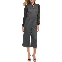 Tommy Hilfiger Damen Twofer Fischgrätenmuster Jumpsuit mit geradem Bein, Dunkelgrau/Schwarz, 4 von Tommy Hilfiger