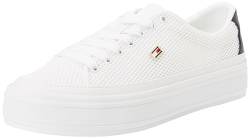 Tommy Hilfiger Damen Vulc MONOTYPE FW0FW07675 Cupsole Sneaker, Weiß (White/Space Blue), 41 EU von Tommy Hilfiger