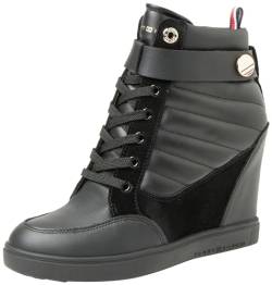 Tommy Hilfiger Damen Wedge Boot FW0FW06752 Cupsole Sneaker, Schwarz (Black), 39 EU von Tommy Hilfiger