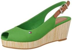 Tommy Hilfiger Damen Wedge Espadrilles Iconic Elba Sling Back Wedge Keilabsatz, Grün (Galvanic Green), 41 EU von Tommy Hilfiger