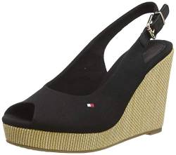 Tommy Hilfiger Damen Wedge Espadrilles Iconic Elena Sling Back Wedge Keilabsatz, Schwarz (Black), 41 EU von Tommy Hilfiger