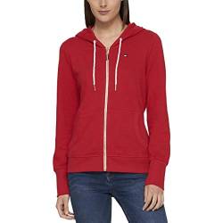 Tommy Hilfiger Damen Zip-up Hoodie-Klassisches Sweatshirt Kordelzug und Kapuze Kapuzenpullover, Scharlachrot, 48 von Tommy Hilfiger