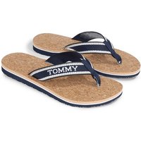 Tommy Hilfiger HILFIGER CORK BEACH SANDAL Zehentrenner, Sommerschuh, Schlappen, Poolsildes mit Logoschriftzug von Tommy Hilfiger