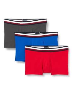 Tommy Hilfiger Herren 3P Trunk Glob Stripe Wb Retroshorts, Dark Ash/Ultra Blue/Primary Red, S von Tommy Hilfiger