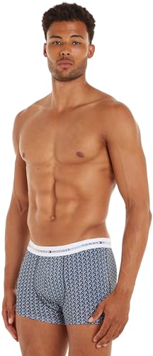 Tommy Hilfiger Herren 3er Pack Boxershorts Trunks Unterwäsche, Mehrfarbig (Crop Geo/Well Water/Desert Sky), L von Tommy Hilfiger