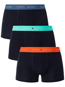 Tommy Hilfiger Herren 3er Pack Boxershorts Trunks Unterwäsche, Mehrfarbig (Deep Orange/Jade Green/Blue Coast), S von Tommy Hilfiger