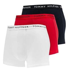 Tommy Hilfiger Herren 3er Pack Boxershorts Trunks Unterwäsche, Mehrfarbig (White/Desert Sky/Primary Red), L von Tommy Hilfiger