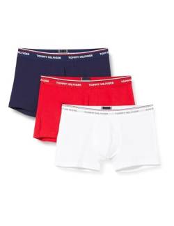 Tommy Hilfiger Herren 3er Pack Boxershorts Trunks Unterwäsche, Mehrfarbig (White/Tango Red/Peacoat), XXL von Tommy Hilfiger