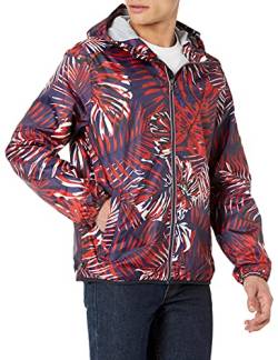 Tommy Hilfiger Herren Active Rain Slicker Jacke mit dreifarbigem Reißverschluss Regenjacke, Palmenblätter, M von Tommy Hilfiger