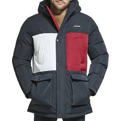 Tommy Hilfiger Herren Arctic Cloth Heavyweight Performance Parka, Farbblock mit marineblauer Flagge., M von Tommy Hilfiger