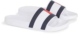 Tommy Hilfiger Herren Badeschuhe Rubber TH Flag Pool Slide Badelatschen, Weiß (White), 40 EU von Tommy Hilfiger