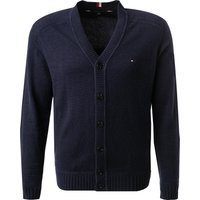 Tommy Hilfiger Herren Cardigan blau Merinowolle unifarben von Tommy Hilfiger