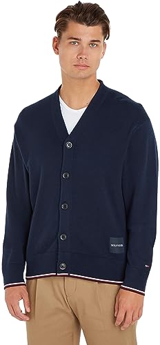 Tommy Hilfiger Herren Cardigan mit Knopfleiste, Blau (Desert Sky), L von Tommy Hilfiger