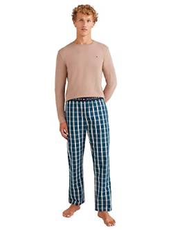 Tommy Hilfiger Herren Cn Ls Pant Woven Set Print UM0UM01960 Pyjamas, Gelb (Oat Milk/Royal Plaid), S von Tommy Hilfiger