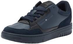 Tommy Hilfiger Herren Cupsole Sneaker Basket Core Leather Mix Schuhe, Blau (Desert Sky), 40 EU von Tommy Hilfiger