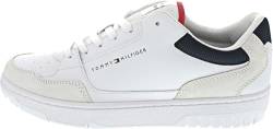 Tommy Hilfiger Herren Cupsole Sneaker Basket Core Leather Mix Schuhe, Weiß (White), 44 EU von Tommy Hilfiger