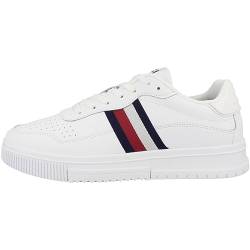 Tommy Hilfiger Herren Cupsole Sneaker Supercup Leather Stripes Schuhe, Weiß (White), 41 von Tommy Hilfiger