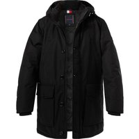 Tommy Hilfiger Herren Daunenparka schwarz Mikrofaser unifarben von Tommy Hilfiger