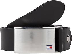 Tommy Hilfiger Herren Gürtel TH Plaque Belt 3.5 Adj Ledergürtel, Schwarz (Black), 110 von Tommy Hilfiger