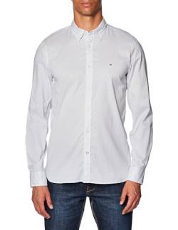 Tommy Hilfiger Herren Hemd Flex Mini Print Shirt Langarm, Mehrfarbig (Optic White / Desert Sky), M von Tommy Hilfiger