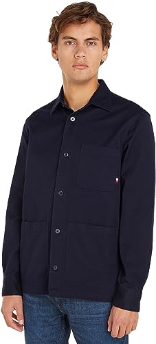 Tommy Hilfiger Herren Hemd Heavy Twill Solid Shirt Langarm, Blau (Desert Sky), S von Tommy Hilfiger