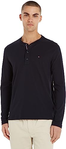 Tommy Hilfiger Herren Henley LS Tee MW0MW33476 Langarm T-Shirts, Blau (Desert Sky), S von Tommy Hilfiger