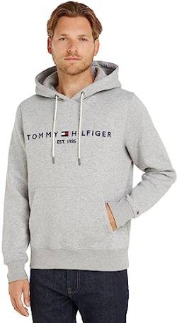 Tommy Hilfiger Herren Hoodie Core Tommy Logo mit Kapuze, Grau (Cloud Heather), XL von Tommy Hilfiger