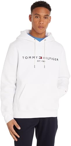 Tommy Hilfiger Herren Hoodie Tommy Logo Hoody mit Kapuze, Weiß (White), M von Tommy Hilfiger