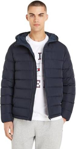 Tommy Hilfiger Herren Jacke Badge Padded Jacket Winter, Blau (Desert Sky), S von Tommy Hilfiger