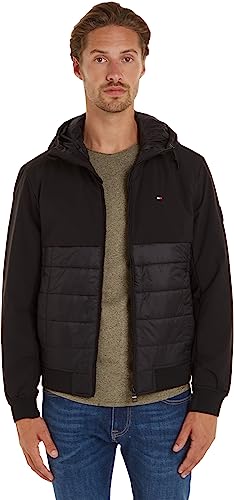 Tommy Hilfiger Herren Jacke Hooded Jacket Übergangsjacke, Schwarz (Black), XXL von Tommy Hilfiger