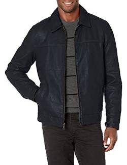 Tommy Hilfiger Herren Klassische Kunstlederjacke, Navy, S von Tommy Hilfiger