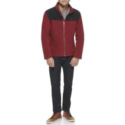 Tommy Hilfiger Herren Klassische Polar Reißverschluss vorne Fleecejacke, Schwarz/Rot, XXL von Tommy Hilfiger