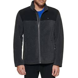 Tommy Hilfiger Herren Klassische Polarfleecejacke mit Reißverschluss vorne Fleecejacke, Schwarz/Dunkelgrau, 5XL Größen von Tommy Hilfiger