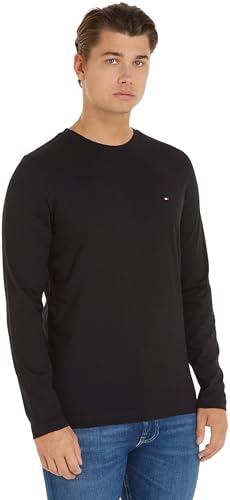 Tommy Hilfiger Herren Langarmshirt Tommy Logo Long Sleeve Tee Basic, Schwarz (Black), S von Tommy Hilfiger