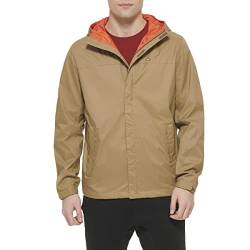 Tommy Hilfiger Herren Leichte, atmungsaktive, wasserdichte Kapuzenjacke Regenmantel, Khaki, S von Tommy Hilfiger