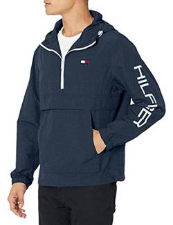 Tommy Hilfiger Herren Leichte Taslan Popover Jacke Windbreaker, Marineblau, XL von Tommy Hilfiger