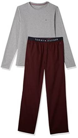 Tommy Hilfiger Herren Ls Pant Slipper Set UM0UM02685 Geschenkpackungen, Rot (Mid Grey Ht/Deep Burgundy), M von Tommy Hilfiger