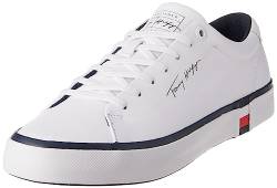 Tommy Hilfiger Herren Modernes Vulc Corporate Leder Vulkanisierter Sneaker, Weiß, 43 EU von Tommy Hilfiger