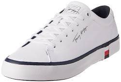 Tommy Hilfiger Herren Modernes Vulc Corporate Leder Vulkanisierter Sneaker, Weiß, 46 EU von Tommy Hilfiger