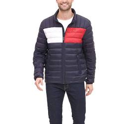 Tommy Hilfiger Herren Packbare Daunenjacke Daunenmantel, Tommy Flag Color Block, L von Tommy Hilfiger